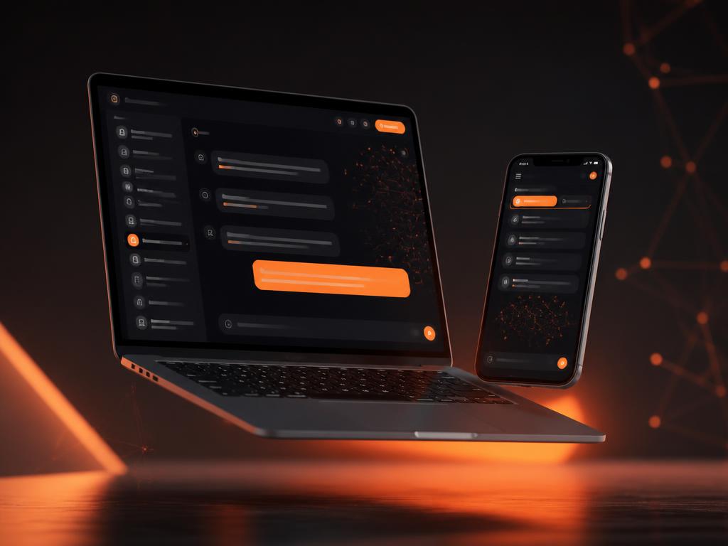 Mockup de AI Nomad mostrando laptop y smartphone con interfaz de prompts de IA